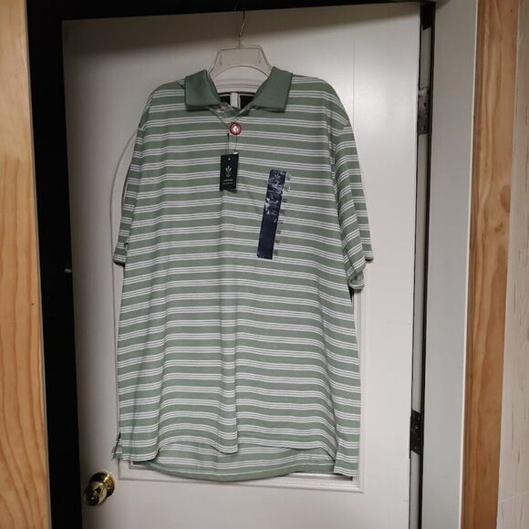 NWT Arrow Performance Green White Striped Moisture Wicking Polo  Men's 2XL Tall - Picture 1 of 2
